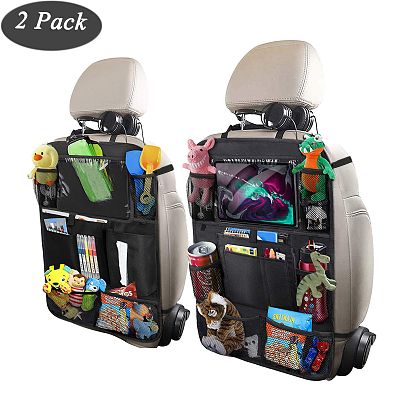 Car Organizer for Kids, ODragon backseat car organizer Kick Mats Back Seat Protectors with Tablet Holder + Storage Pockets for Toys Book Drinks Tissue Umbrella Toddler Travel Accessories(2 Pack)