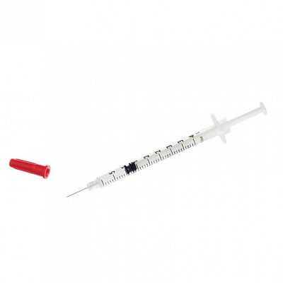 Sterile hypodermic syringe with needle